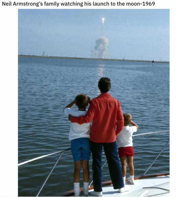 neil armstrong's family watches the launch of apollo 11 moon mission