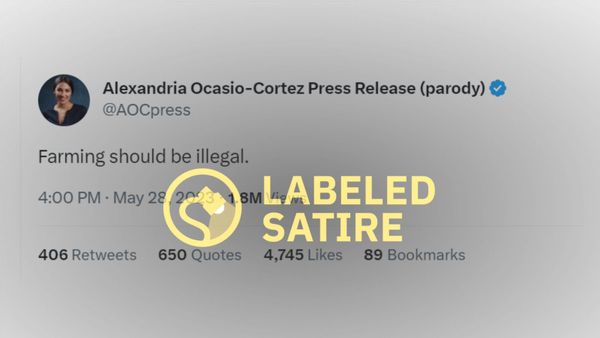alexandria ocasio cortez did not tweet that farming should be illegal