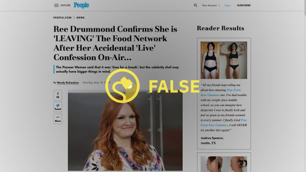 Ree Drummond is not leaving Food Network to endorse keto gummies or any kind of weight loss gummies.