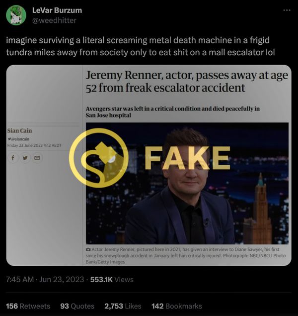 RIP' Jeremy Renner sends fans into a frenzy, but it's just another celebrity  death hoax