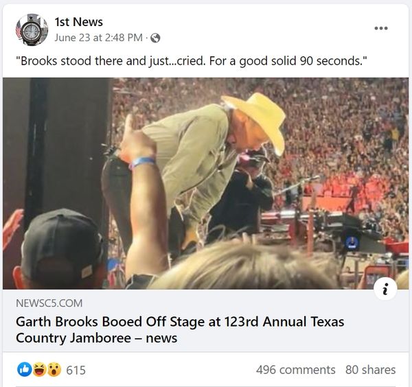 garth brooks booed off stage