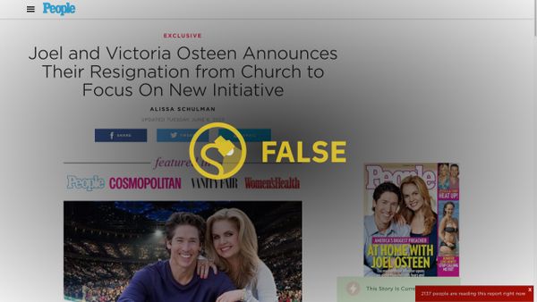 A rumor said that Joel and Victoria Osteen were resigning from Lakewood Church to pursue a line of skincare products.