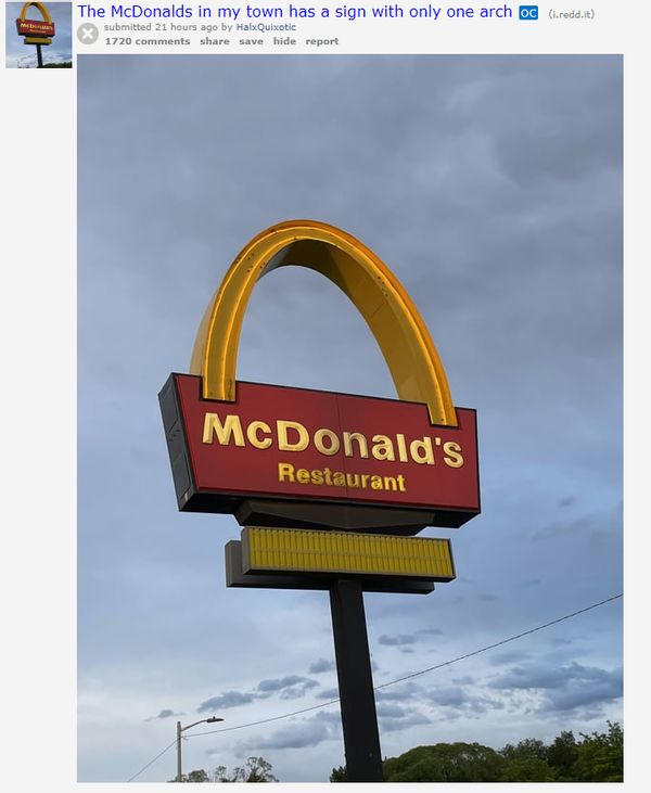 Is This A Real Mcdonalds Sign With Only One Arch