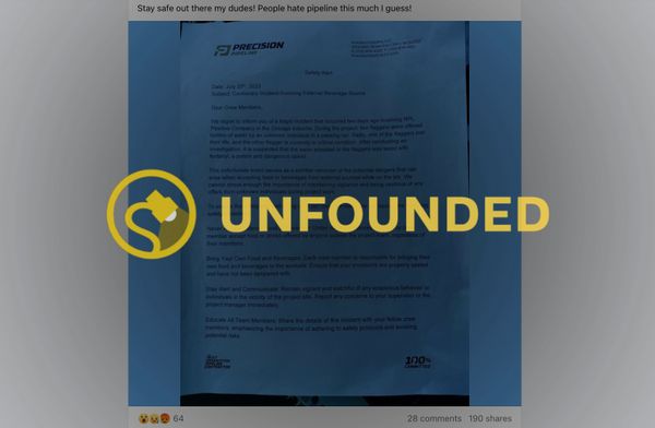 Online users shared various notices that claimed one or more traffic-control flaggers were provided with water bottles by strangers that contained traces of fentanyl.