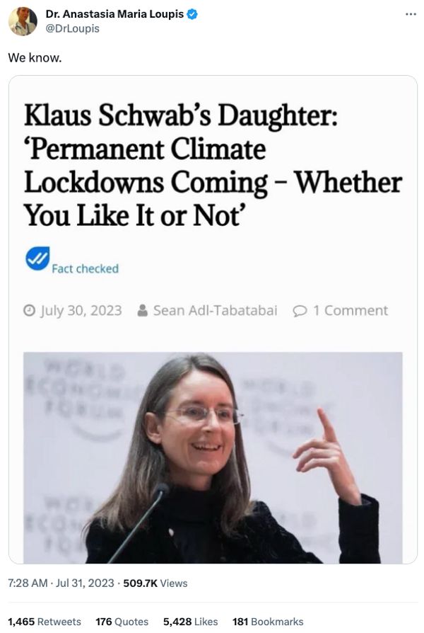 Did Daughter of WEF's Klaus Schwab Say 'Permanent Climate Lockdowns ...