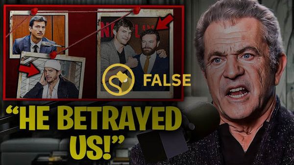 A misleading YouTube video claimed that Mel Gibson had revealed Ashton Kutcher was a hidden handler for Hollywood elites.