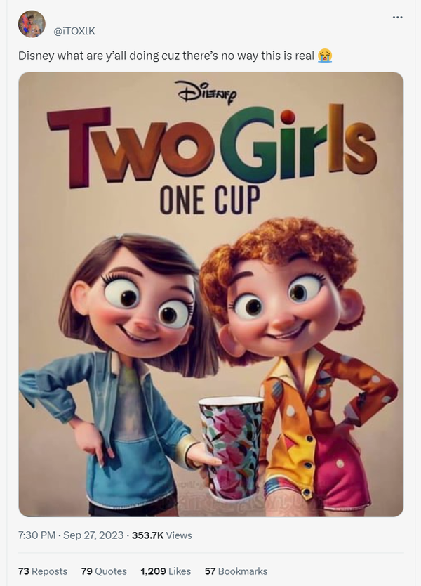 Is Disney making a 'Two Girls, One Cup' movie?