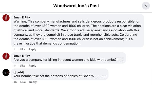 A photo was purported to show an American made Woodward missile part that was dropped on Gaza by Israel in October 2023.