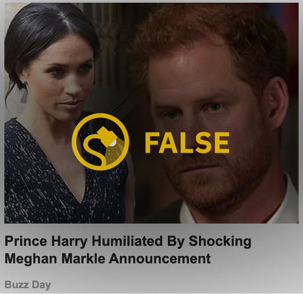 A misleading online ad claimed that Prince Harry had been humiliated by Meghan Markle's shocking announcement.