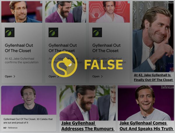 Online ads claimed that Jake Gyllenhaal had come out of the closet as gay and had addressed the rumors and confirmed the speculation.