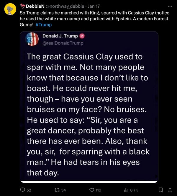 Users on X claimed that former US President Donald Trump posted on Truth Social that he once sparred with Muhammad Ali whose birth name was Cassius Clay.