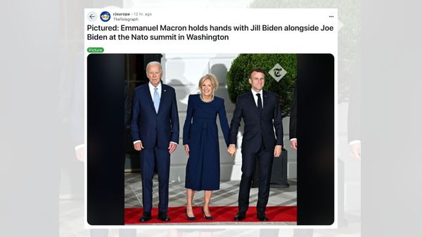 Real Pic of French President Emmanuel Macron and Jill Biden Holding ...