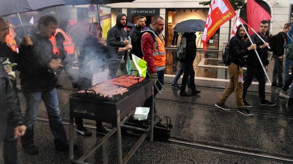 Photo Shows French Union Workers Marching and Grilling With BBQ Fitted ...